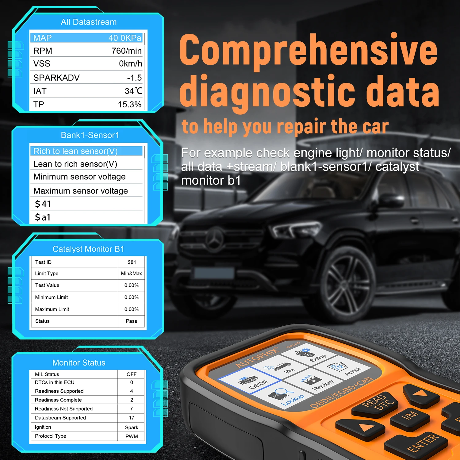 AUTOPHIX OM126P OBD2 Scanner Enhanced Code Reader Auto Diagnostic Check Engine Light for All OBDII Car After 1996