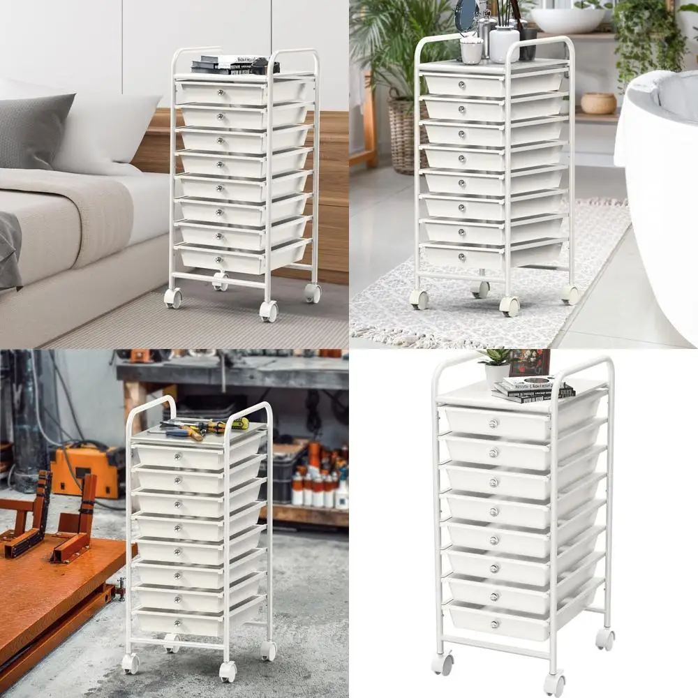 

Тележка для хранения с 8 выдвижными ящиками, белый органайзер для художественных принадлежностей