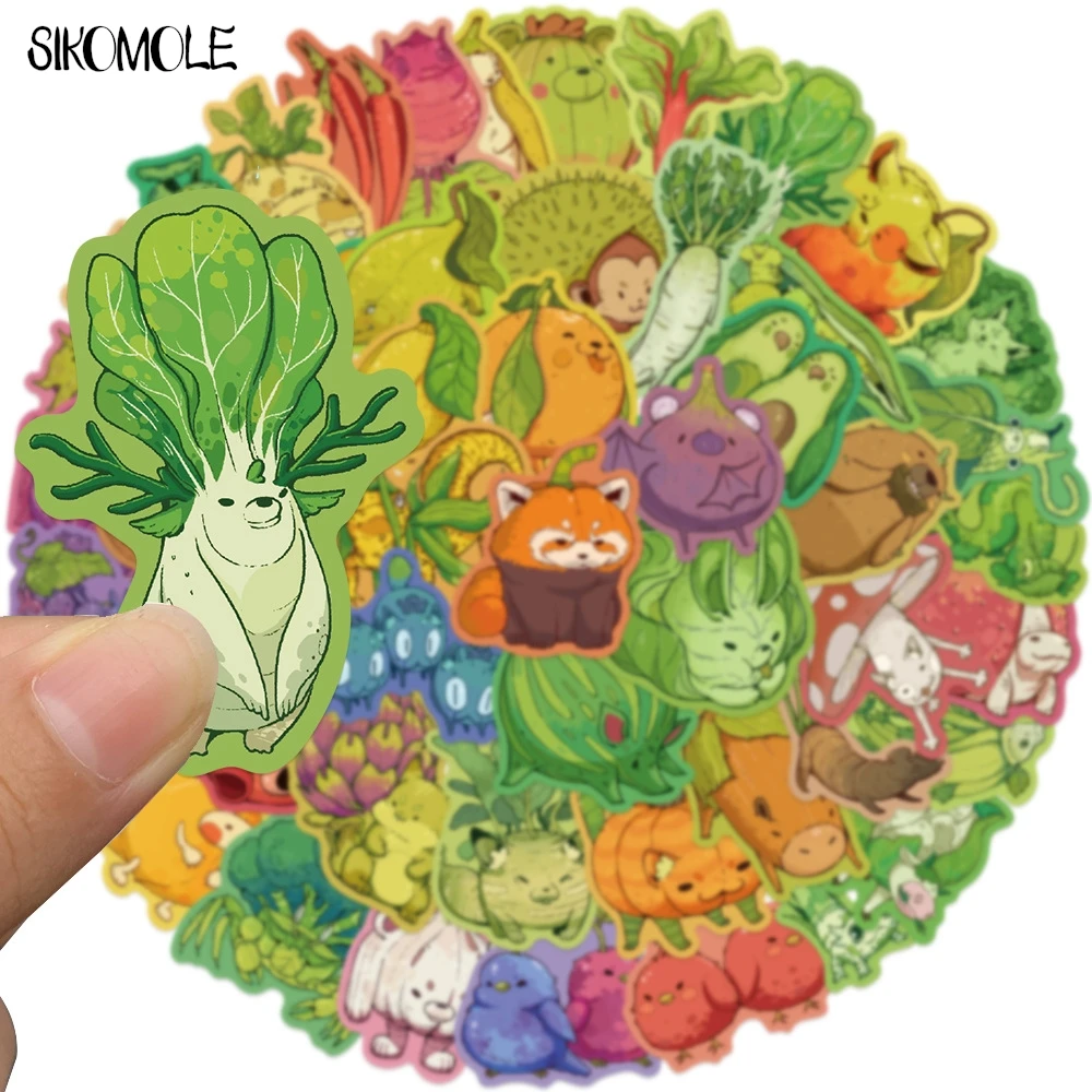 10/30/50PCS Original Cartoon Fruit Vegetable Animals PVC Stickers Aesthetic Art DIY Toy Kid Travel Luggage Graffiti Sticker Pack