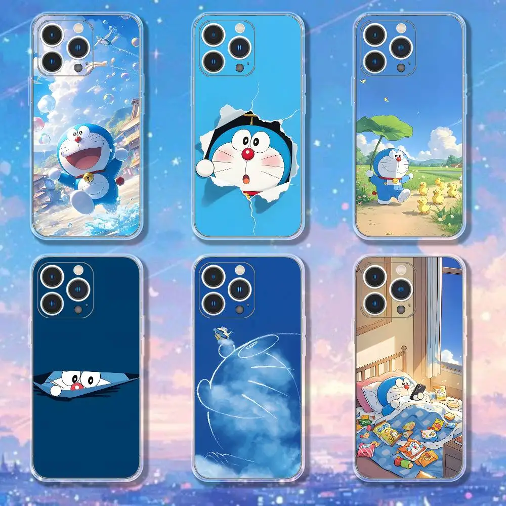 Funda de teléfono Anime d-dorae-mon para iPhone 17,16,15,14,13,12,11 Pro,Max,Plus,X,XS,XR,SE4,E Mini funda suave transparente