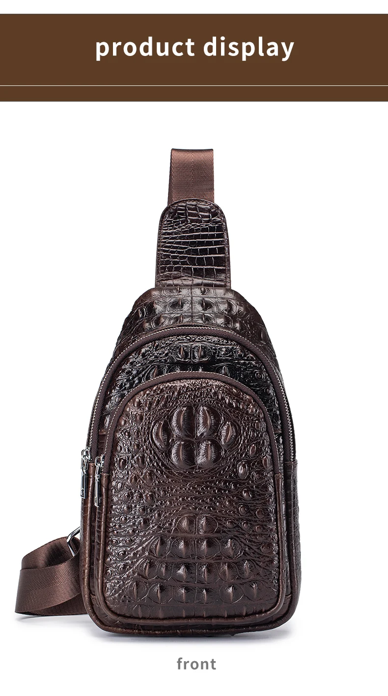 SCHLATUM Herren Echtleder Vintage Krokodilmuster Brusttasche Luxus Herren Umhängetasche Reisetasche Multifunktionale Schultertaschen – Detail 9