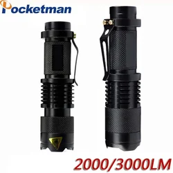 Portable Aluminum Waterproof 3/5 Modes Zoomable Led Flashlight Torch Tactical light AA 14500 Black