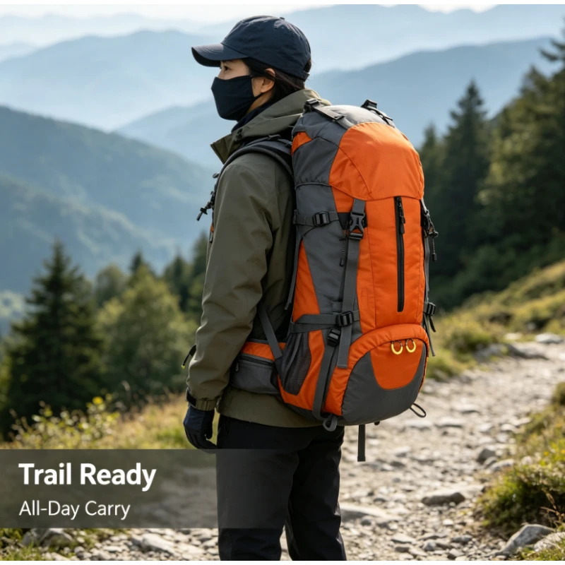 Large Capacity Waterproof Tear-Resistant Hiking Backpack Breathable Tent Storage With Suspension System For Outdoor Camping