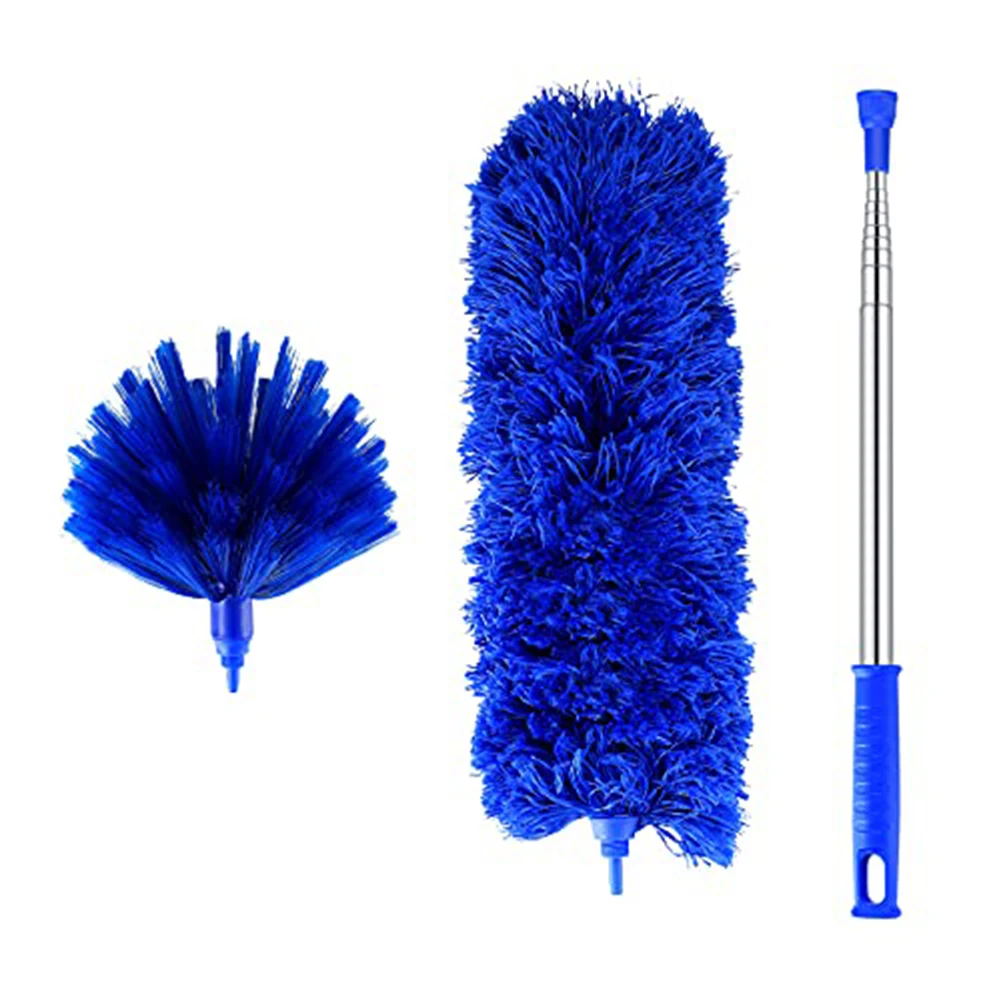 2Pcs Extendable Feather Duster With Duster Brush Head For Cleaning Spider Webs Cars Blinds Ceilings Fans Household Cleaning Tool