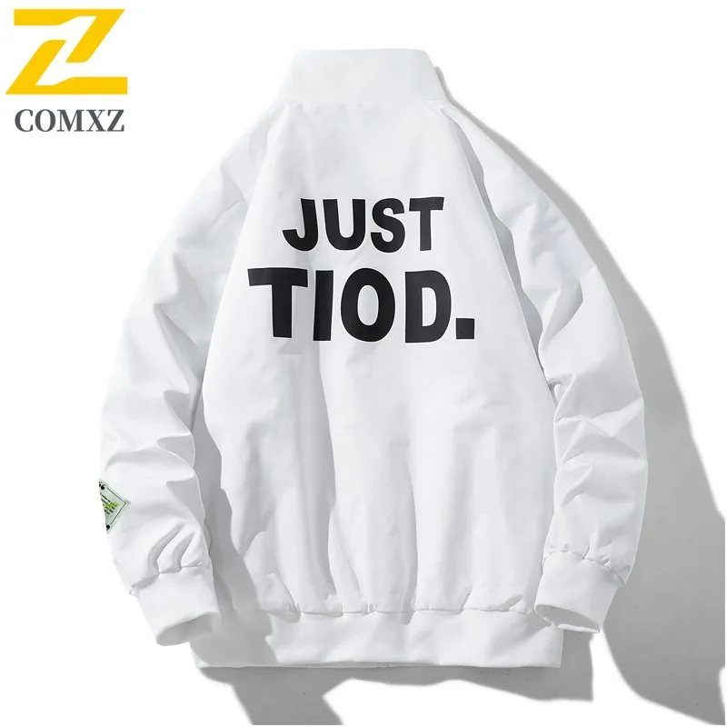 

COMXZ Men Jacket Casual Turndown Collar American Style Lightweight Motorcycle Coat Vintage Letter Design Windproof Autumn Coats