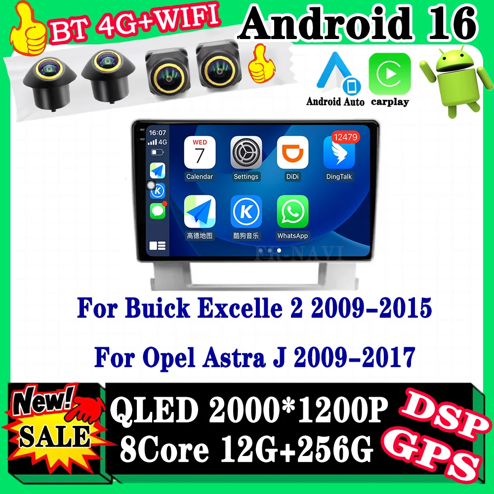 Android 16 Auto Wireless Carplay Car Radio Tools For Buick Excelle 2 2009-2015 For Opel Astra J 2009-2017 Stereo Bluetooth