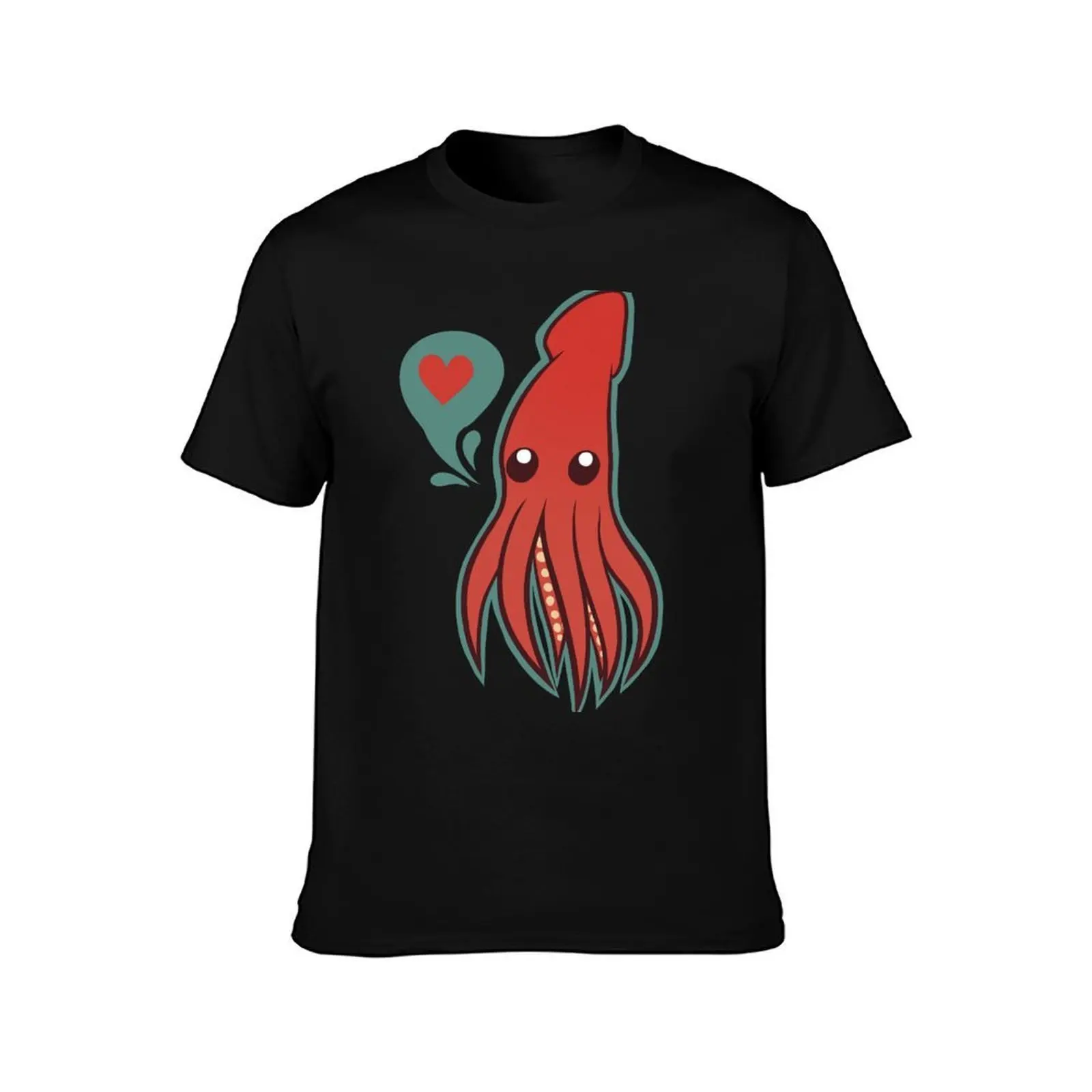 Cute squid T-Shirt, Summer Casual Cotton Tee, Oversized Streetwear Tops, Vintage Graphic Print, Loose Fit Short Sleeve