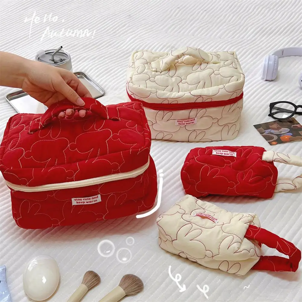 Makeup Organizer Water-resistant Capacity Cosmetic Bag with Zipper Handle Design for Lady Makeup Pouch Toiletry Bag Portable