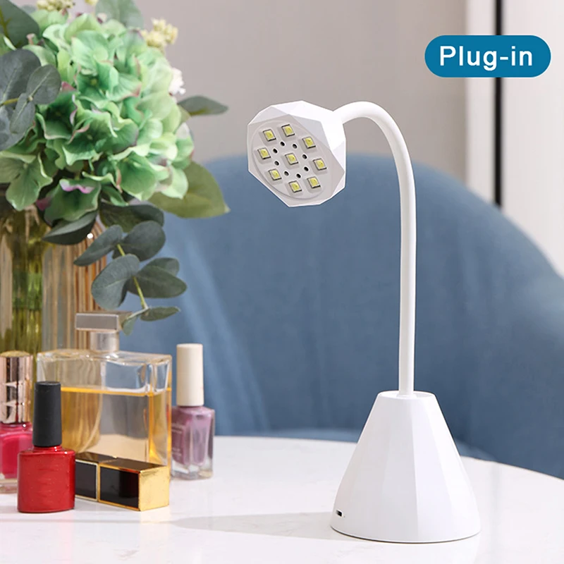 Mini lámpara LED Plug-in 24/27W, secador de uñas, pegamento de esmalte de uñas postizas, luz UV de secado rápido, mesa flexible de 360 °