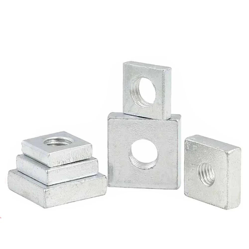 5-50Pcs M2 M3 M4 M5 M6 M8 Square Nut Carbon Steel Galvanized Zinc Plated Thin Quadrangle Block for Aluminum Profile DIN562