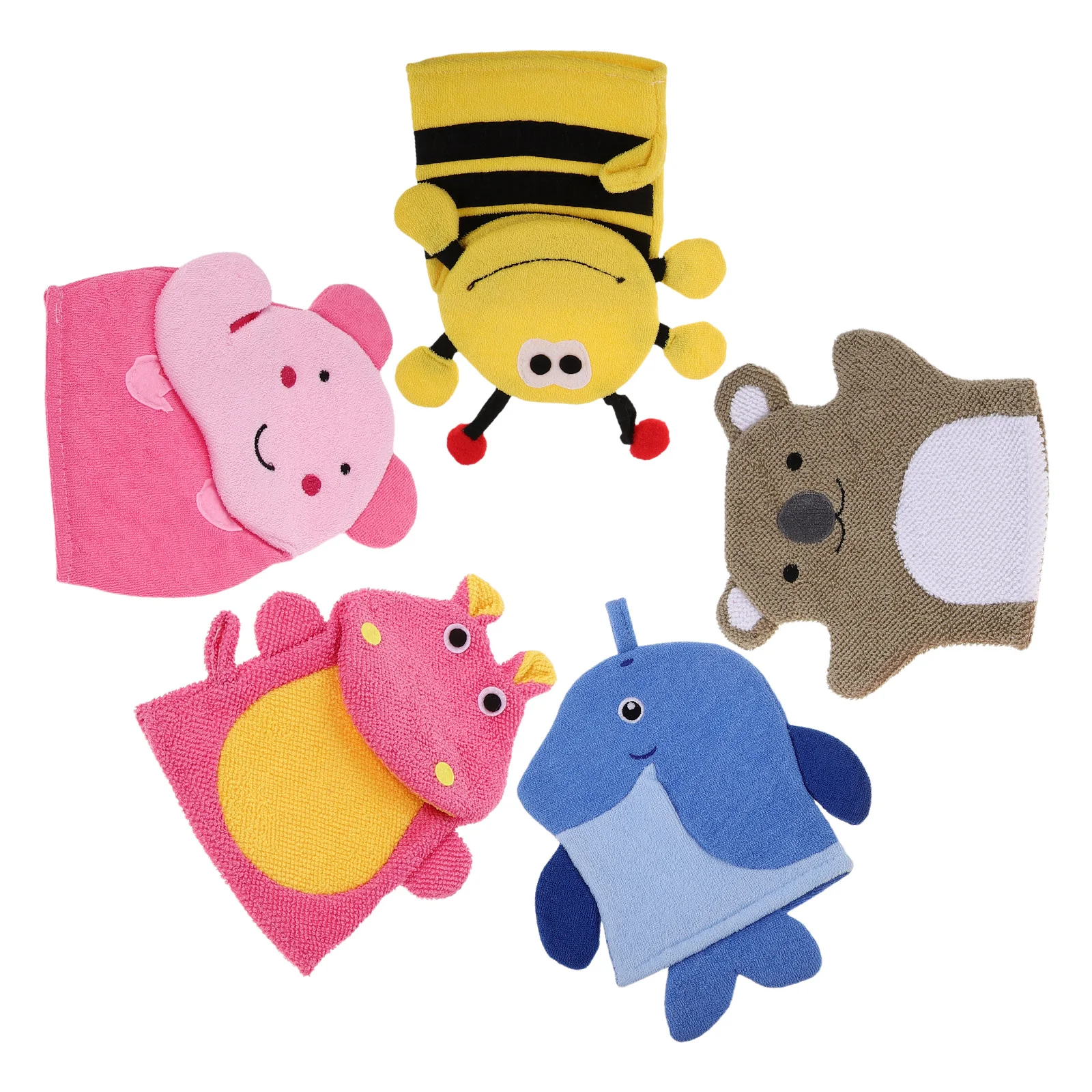 5 قطع من ألعاب حمام الأطفال: قفازات غسيل مقشرة للأطفال على شكل حيوان، قفازات استحمام للاستحمام وقفازات حمام للأطفال والسفر #2