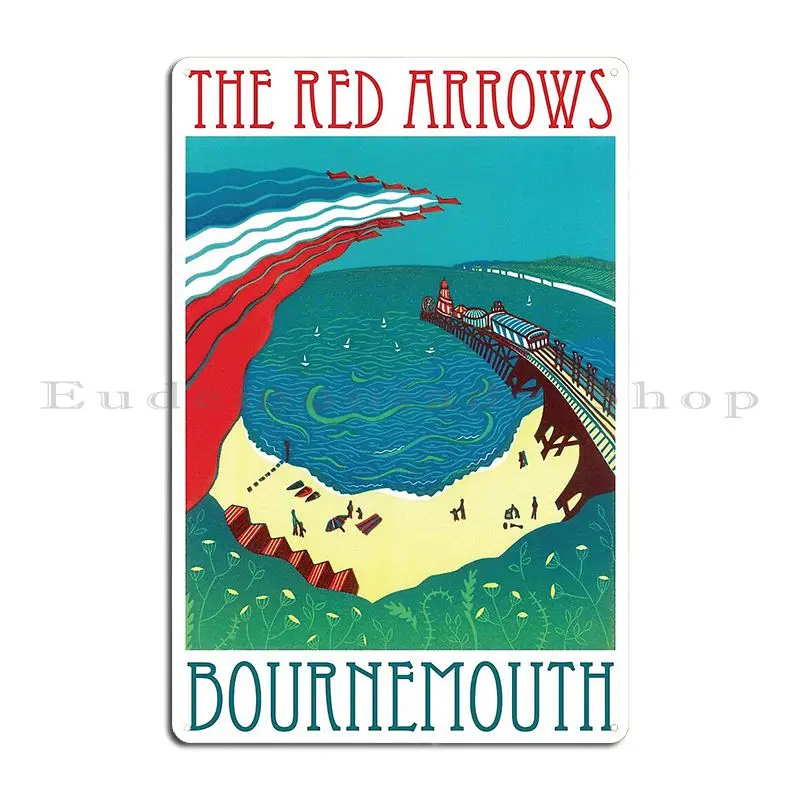 Red Arrows Bournemouth Linocut Francesca Whetnall Cecca Designs Metal Signs Rusty Club Cinema Printing Printed Tin Sign Poster