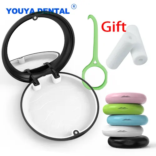 Caja de almacenamiento de retenedor de dentadura de ortodoncia con Extractor de tirantes y alineadores para masticar dientes, higiene bucal, estuches portátiles para dientes postizos