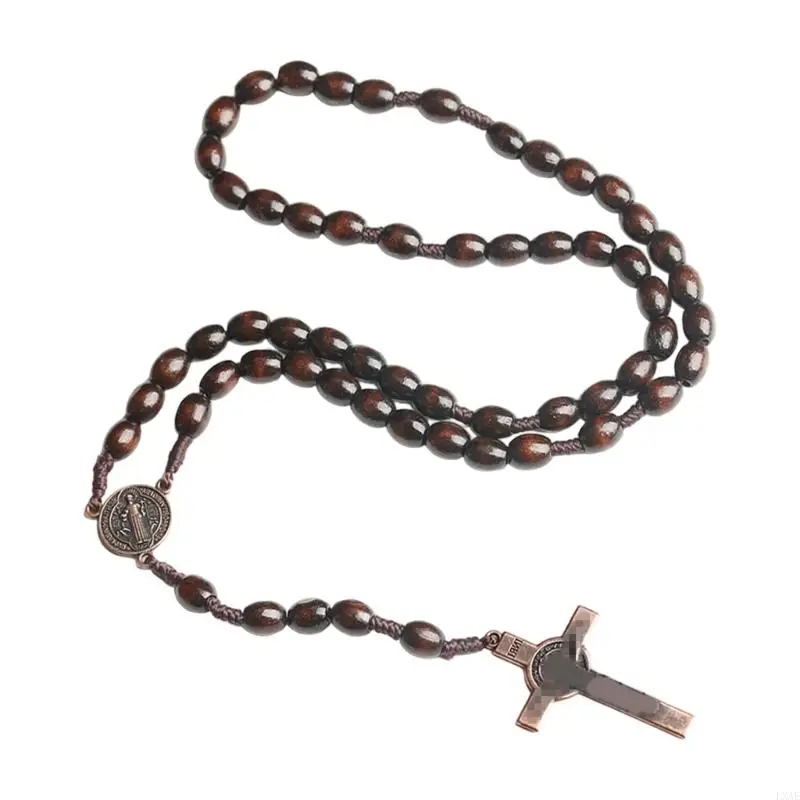 European Inspired Rosary Necklace Crafted from Bead Sizes 8mm 10mm Featuring 5.2cm Pendant for Daily Wear