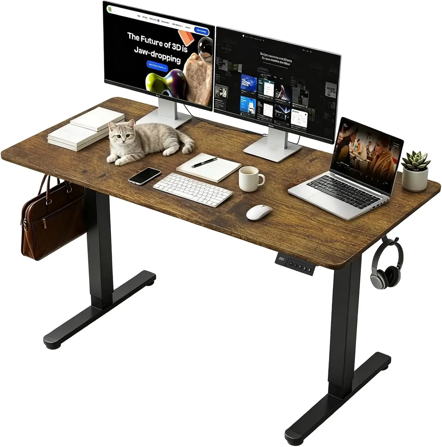 Electric Standing Desk, 55x24 Inches Sit Stand up Desk with 3 Memory Presets & Child Lock, Silent Motor, Heavy Steel Frame