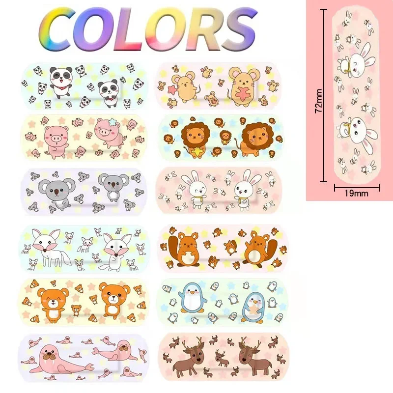 120Pcs For Children Repair Tape Knuckle Sticker  Bandages Kids Cartoon Animal Flexible Adhesive Waterproof First Aid for Cuts