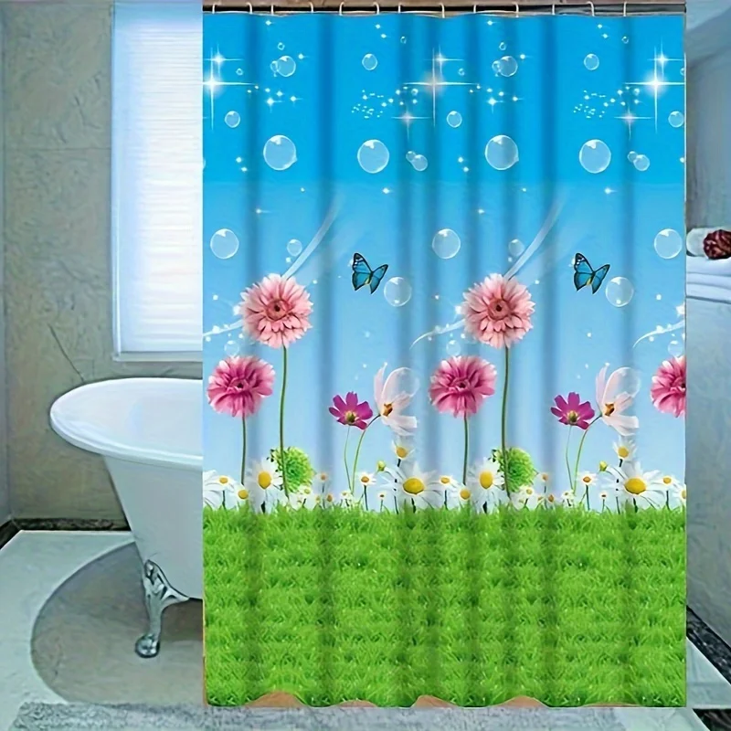 

"3D Floral Butterfly Waterproof Shower Curtain, Vibrant Garden Design for Fresh Bathroom Decor, Perfect Gift for Nature Lovers"