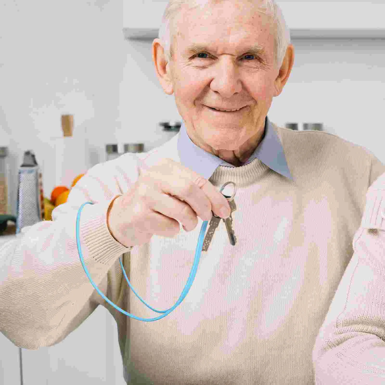 8 Pcs Black Pen Lanyard Set Leash Straps Key Holder for Anti-lost Silicone Rings with Round Miss