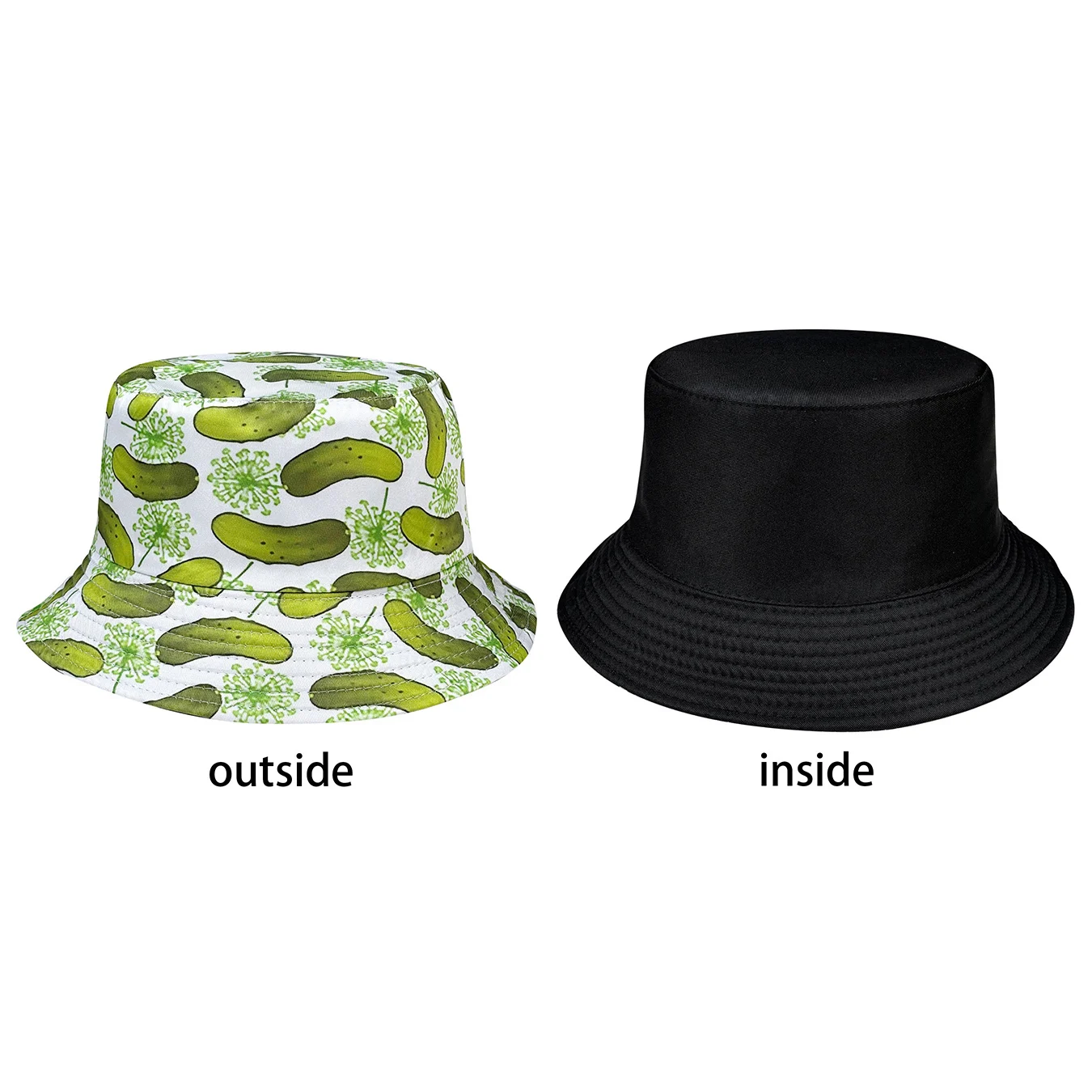 قبعة دلو مطبوعة بنمط الخيار الإبداعي، قابلة للعكس، مناسبة لجميع المواسم، قابلة للطي وأنيقة، مثالية للسفر في الهواء الطلق والارتداء اليومي