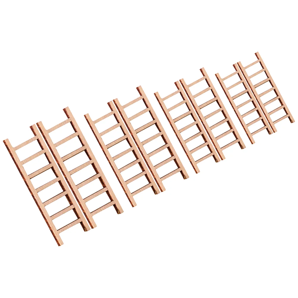 8 Pcs Miniature Wood Ladder Simulation Toy House Furniture for Crafts Landscape Dollhouse Garden nament Decorative Mini