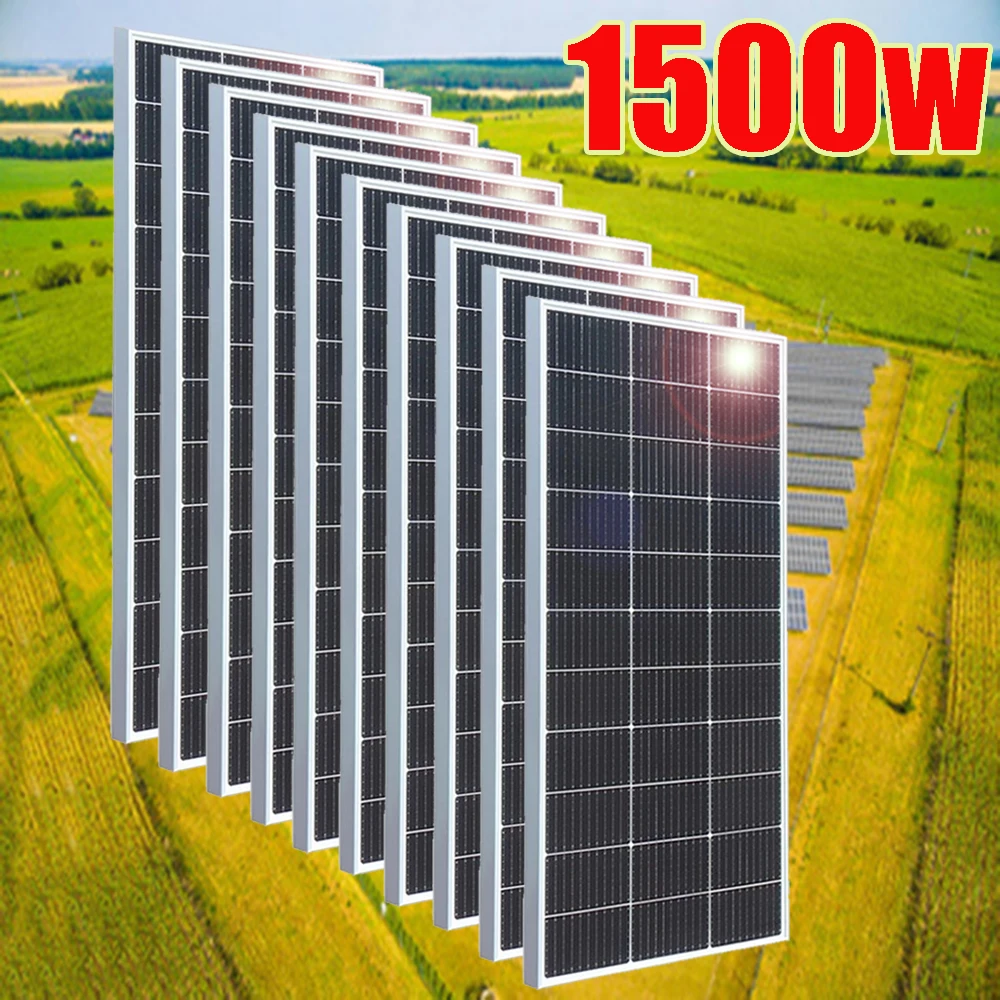 Panel solar de vidrio 1500W 1000W 600W 450W 300W 150W panel fotovoltaico rígido 12V 24V cargador de batería célula monocristalina autocaravana caravana barco balcón generador almacén en la UE envío por DHL