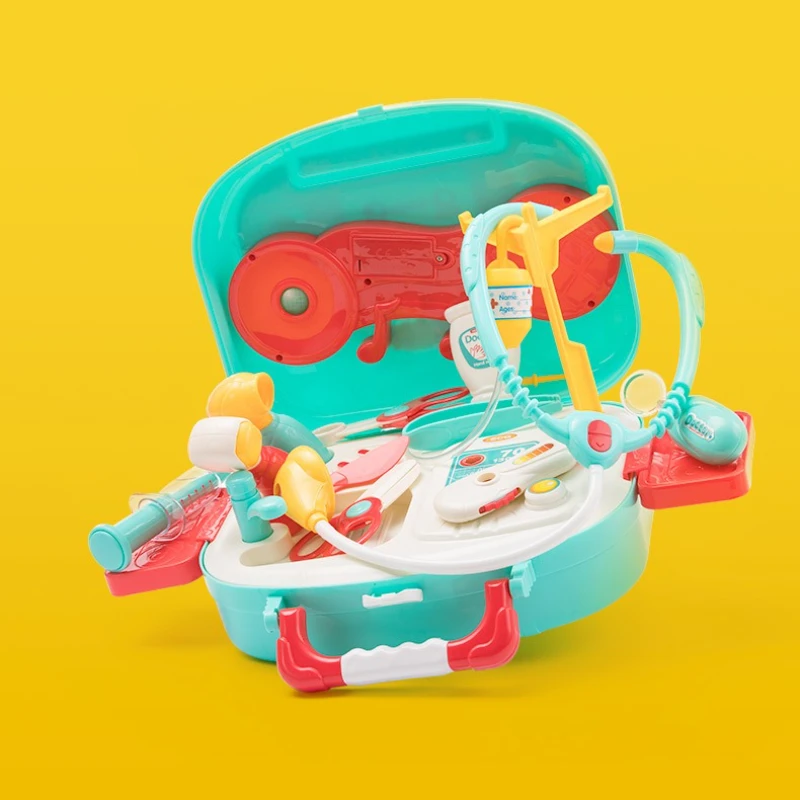 16 pièces/ensemble accessoires de médecin de Simulation kdis Kit d'outils médicaux lumière électrique musique stéthoscope thermomètre ensemble jouer maison jouet