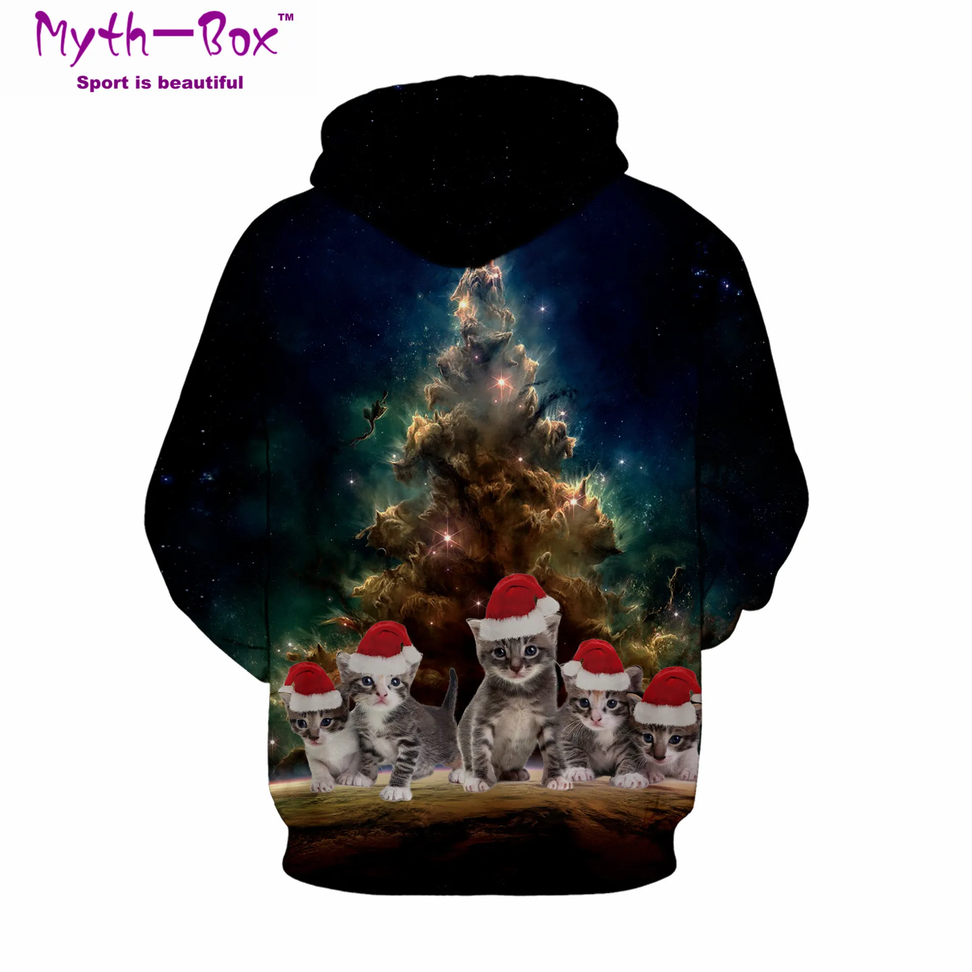 Women/Men Hoodie Sweatshirts Christmas Hoodies Women Cat Print Galaxy Tree Sportwear Hooded Sweaters Hip Hop Streetwear Pullover