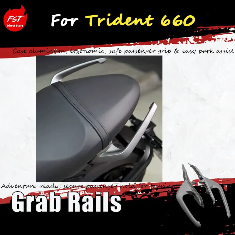 For the specially modified Trident 660, the aluminum handrail for the rear passenger wing, the split rear handrail