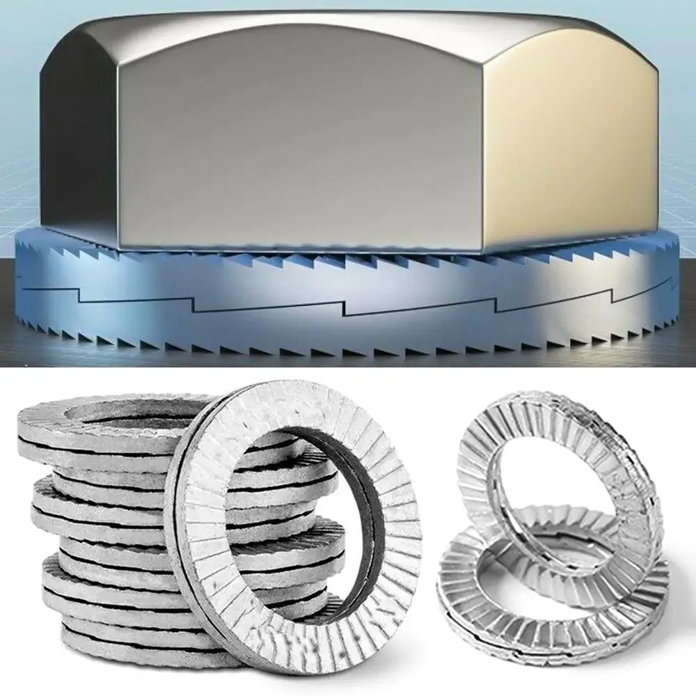 5Pcs Double Side Lock Washers Hardware Fastener 304 Stainless Steel Wedge Lock Washer M4 M10 M12 M16 M20 Self-Lock