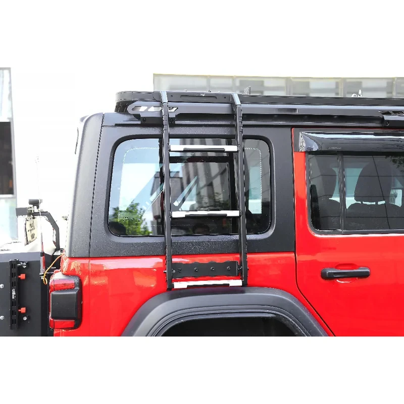 Precision-Fit Wholale 4X4 Off Road Accsori Foldle Lr Aluminium Alloy Side Step Ladder For Wrangler Jk JL Rust-Proof