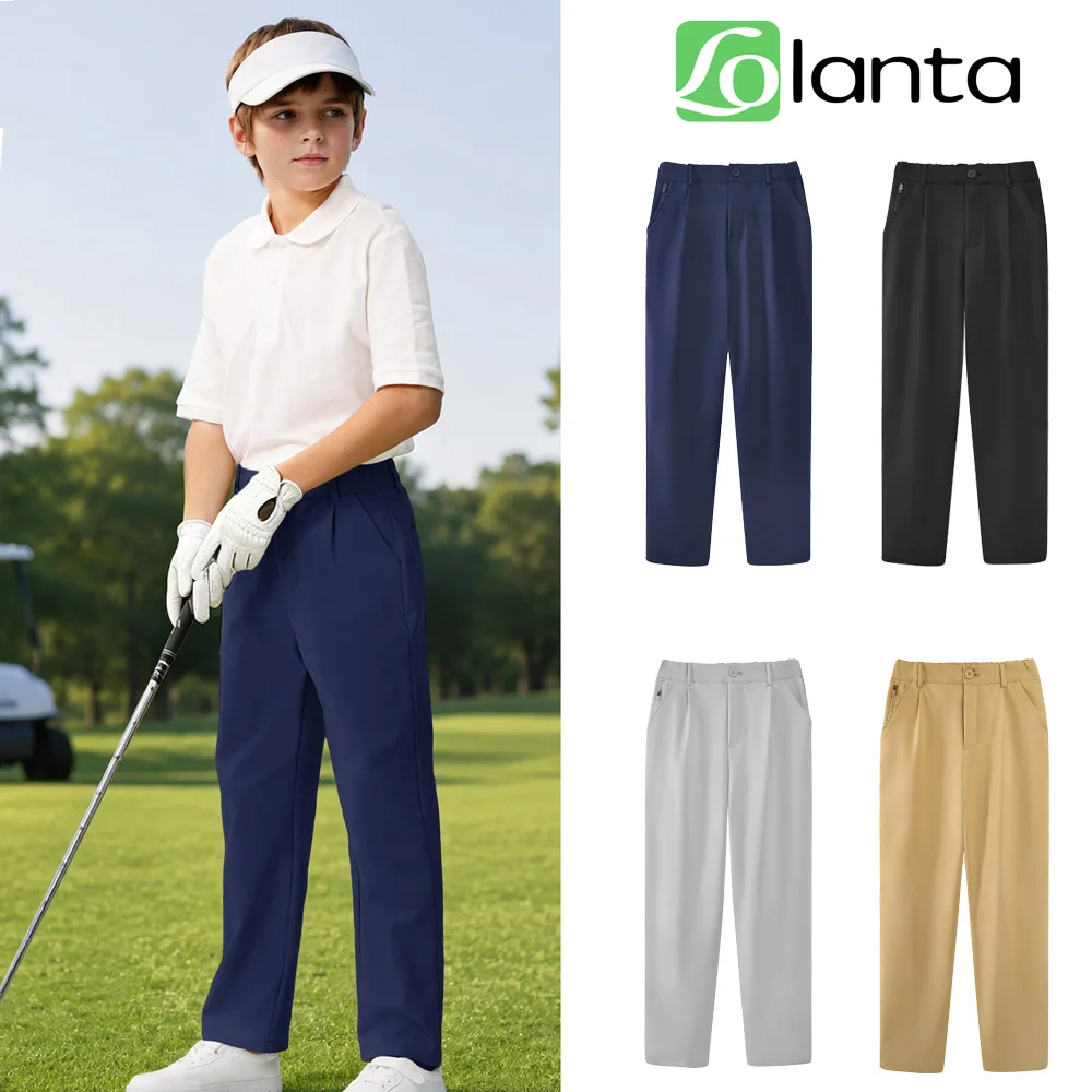 LOlanta Boys Golf Pants Kids Slacks Stretch Chino Uniform Trouser 7-13Years