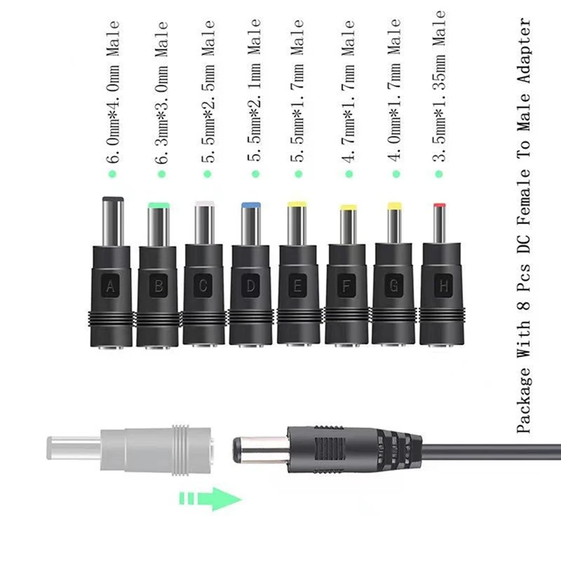 Universal USB to DC Power Cable Kit with 8 Adapters for Routers Moon Lamps LED Lights Speakers