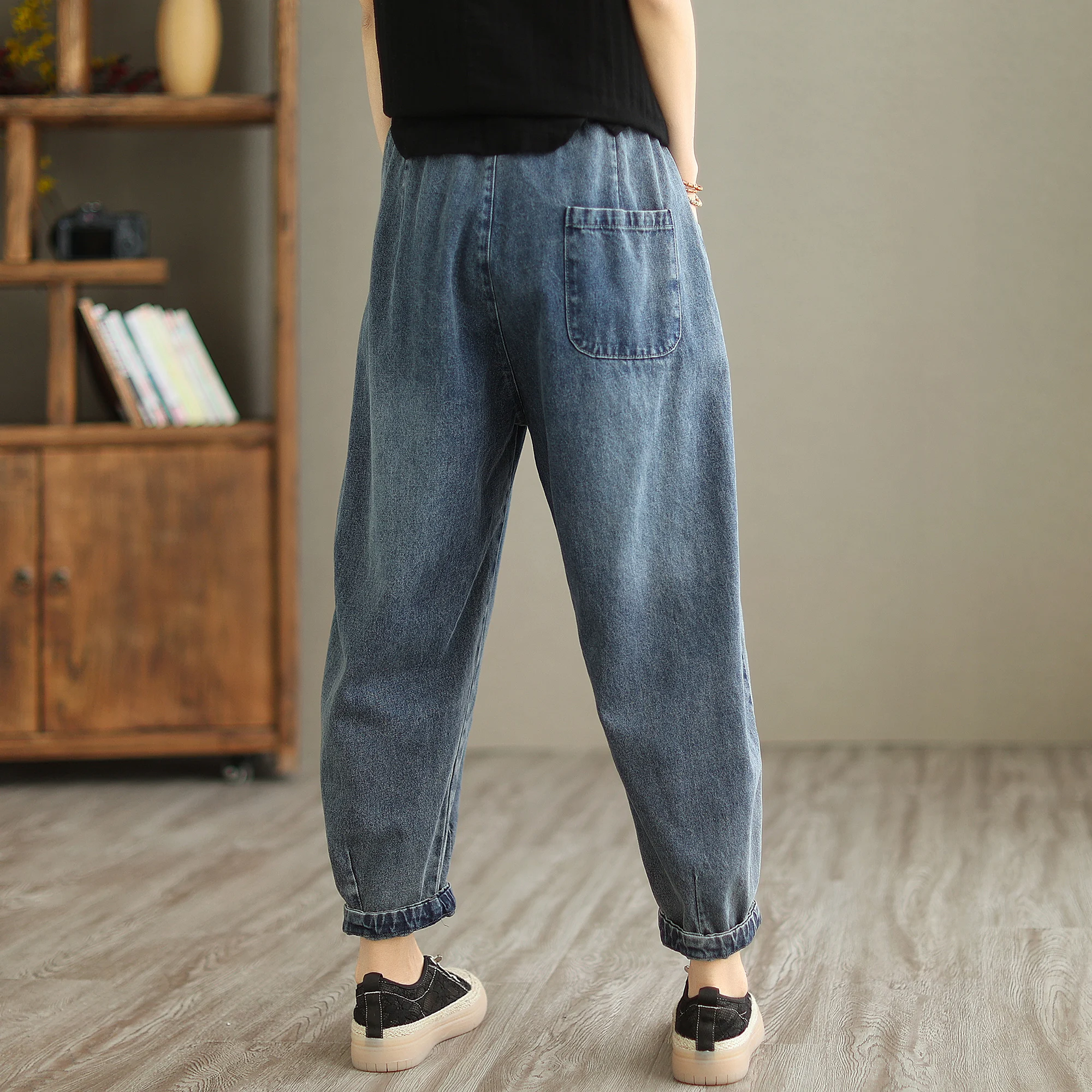 

Baggy Straight Jeans Office Lady Women's Loose Pants Fashion 2024 Cross High Waisted New Design Retro Trousers Harem G251