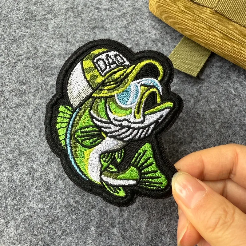 Parche táctico pez bagre con gancho y bucle para mochila de pesca - imagen 2