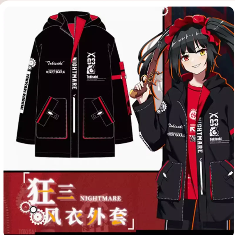 

Anime DATE A LIVE Tokisaki Kurumi cosplay Tops Autumn Winter Hooded Wind Coat Casual Overcoat T-shirt Fashion Pants Suit Cosplay