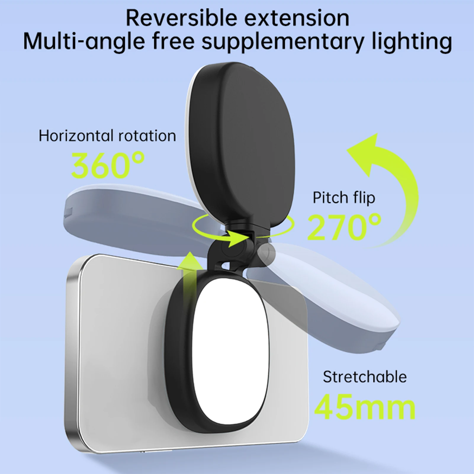 【신제품】휴대폰 자석 뷰티 셀카 라이트 라이브 스트림 핸드헬드 조명 메이크업 거울 포함 휴대용 야외 LED 조명
