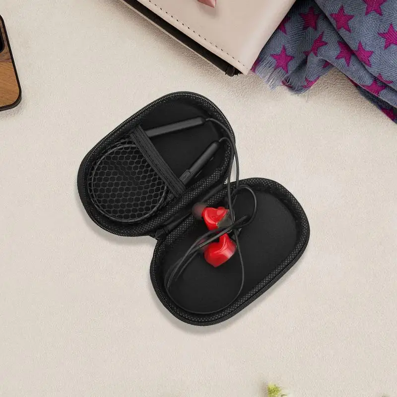 Headphone Carrying Case Portable Protective Earphone Bag Headphone Organizer Zipper Storage Bag For Traveling Camping Hiking