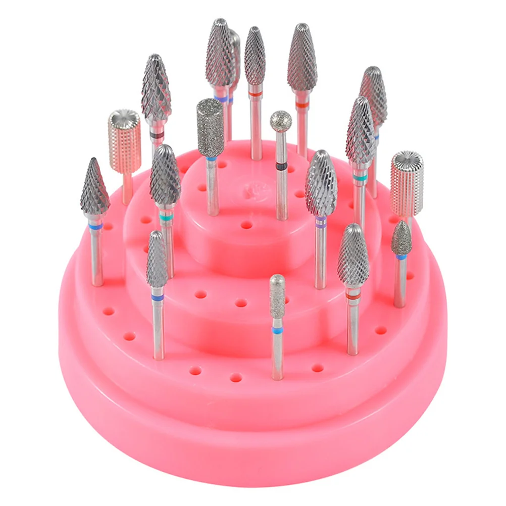 

1Pcs 48 Holes Nail Bit Holder Box Premium Plastic Grinding Head Storage Organizer for Manicure Drill Bits Display Stand Pink