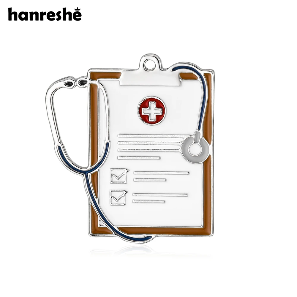 Hanreshe-Bloc de notas con estetoscopio médico, broche esmaltado, Pin de medicina, insignia para médico, enfermera, mochila, accesorios de solapa, joyería