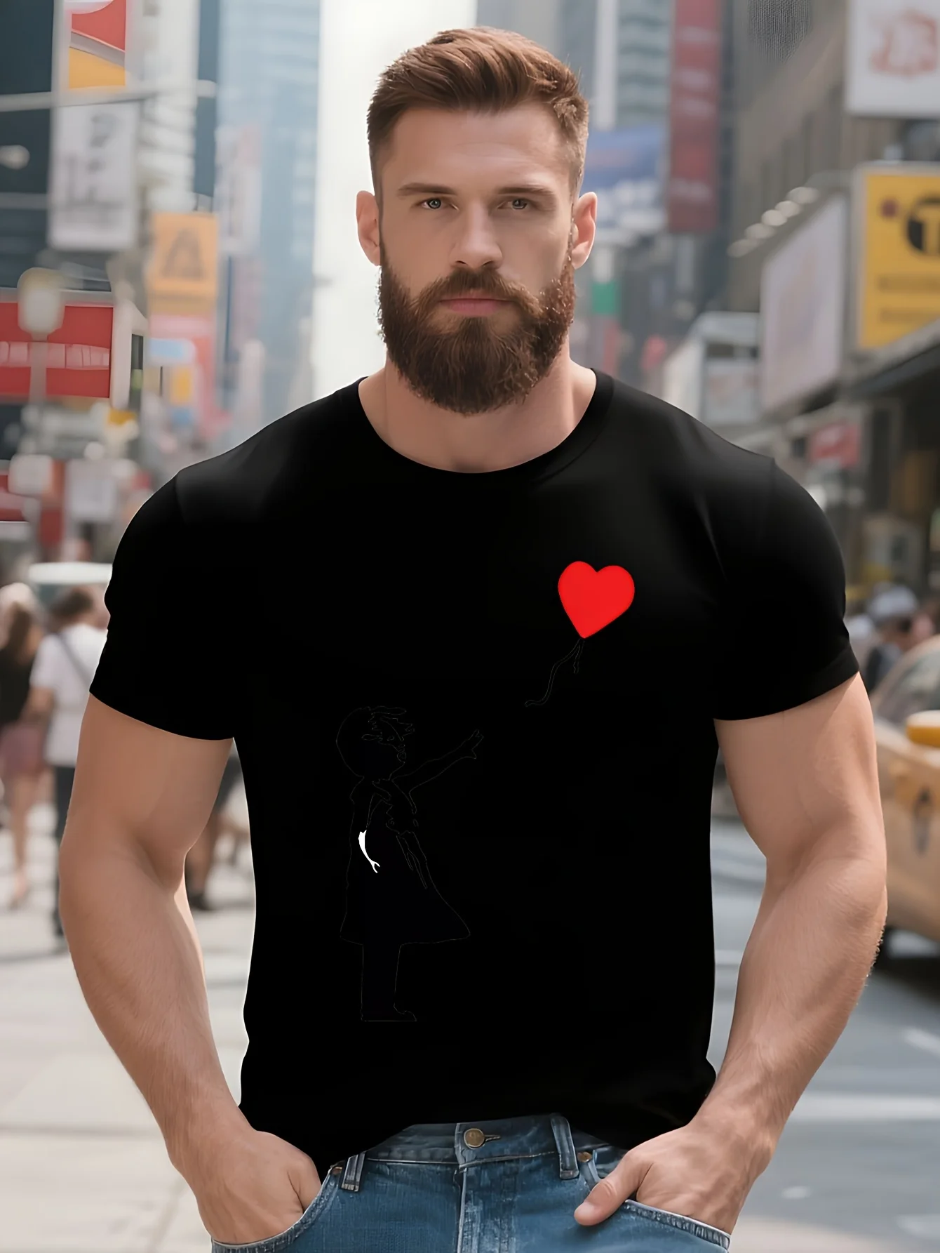 

2024 Summer New Balloon Funny Print Men Fashion Casual Clothing Cotton Breathable Short Sleeve O-Neck Comfortable Streetwear