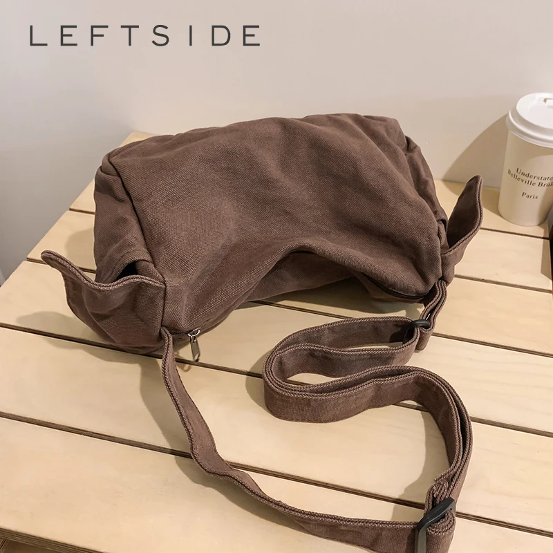 

LEFTSIDE Trendy Women's Soft Cloth Shoulder Bag Student 2024 Fashion Spring Y2k Casual Style Small Handbags Crossbody Bags