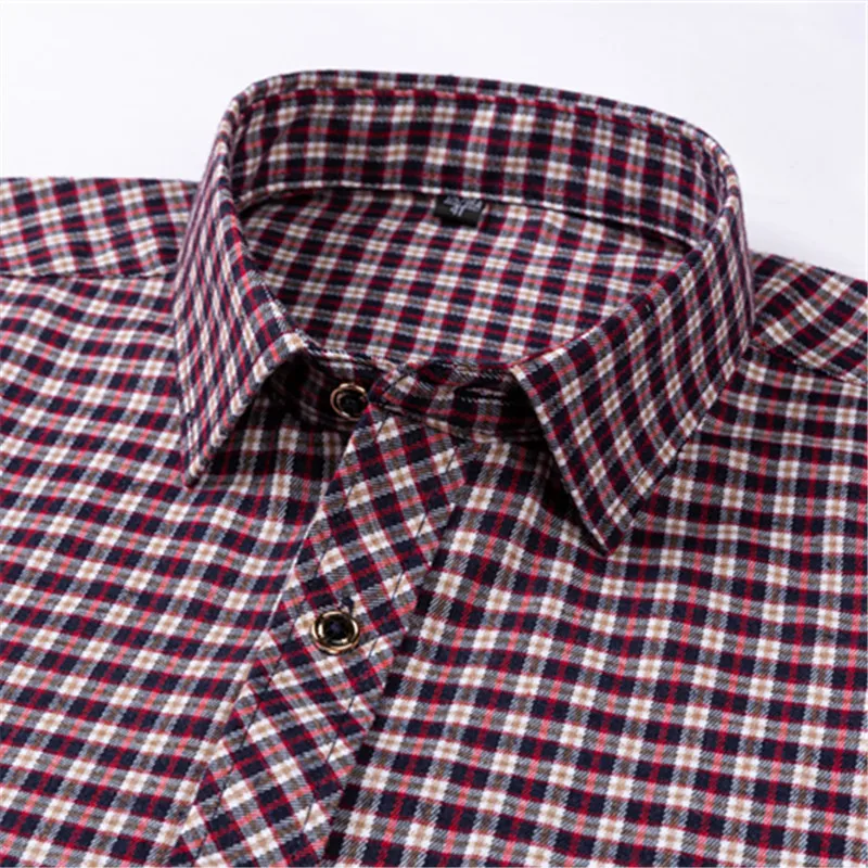 Herren Frühling und Herbst Hemden lässig Langarm Plaid neue Mode Slim Fit Knopf Baumwolle Komfort Business formelle Kleidung