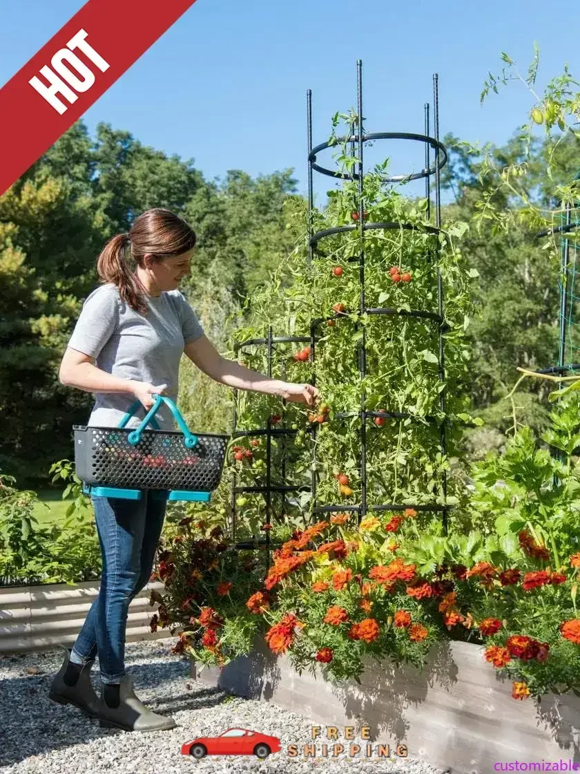 Customizable Titan Extra Tall Tomato Cages I Set of 3,Sturdy Steel Core Plant Support Trellis for Vegetables&Climbing Plants,19-