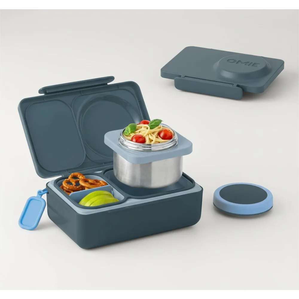 

Изолированный детский ланч-бокс | Герметичная термобаночка для еды | Бенто с двумя отделениями и пакетным льдом