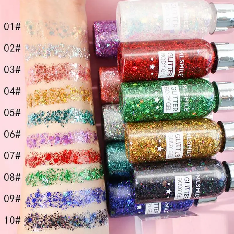 Beauty Glitter Eye Shadow Sequin Gel Mermaid Scale Face Nightclub MakeupBody Lotion Stage Glitter Shimmer Eyes Makeup Health