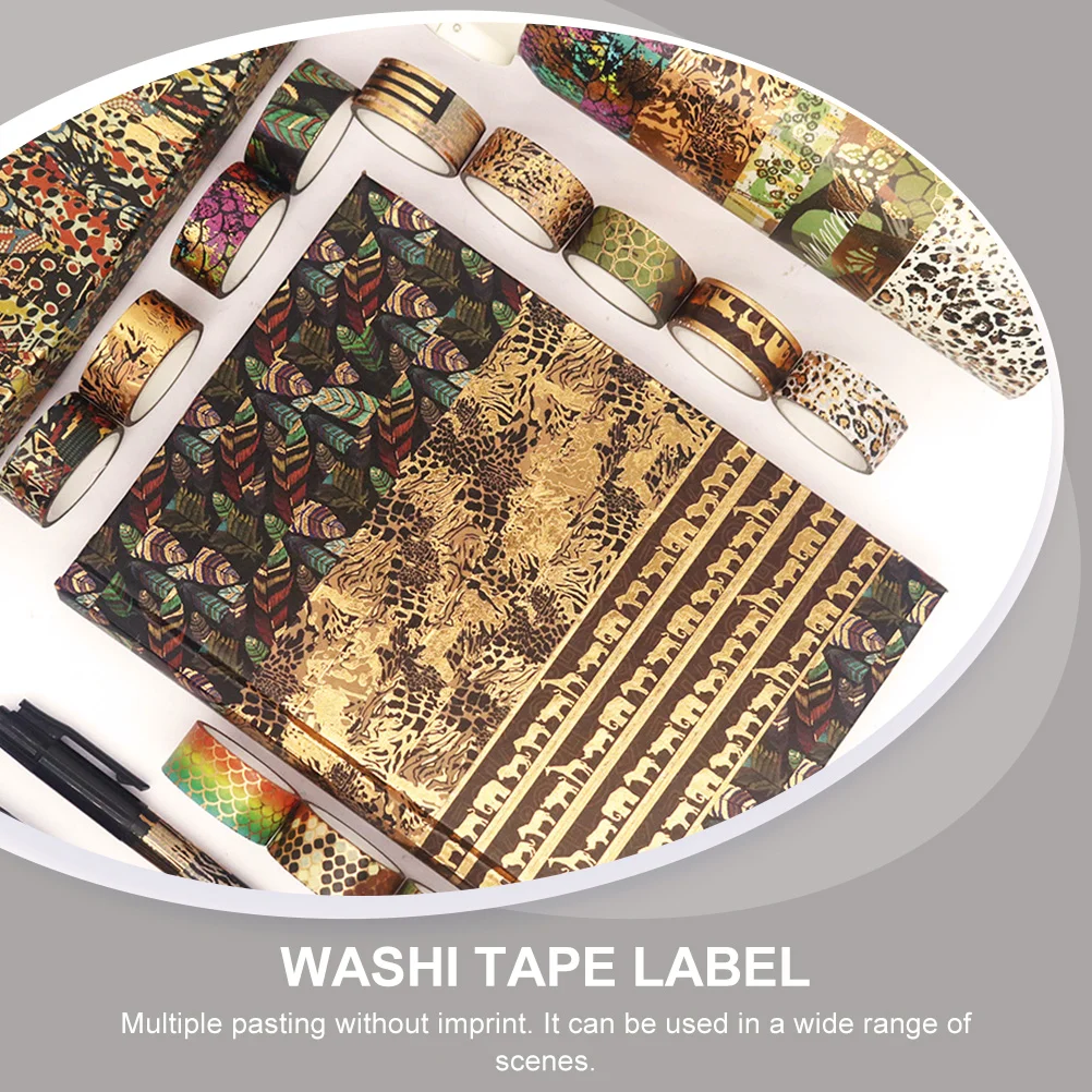 12 Rolls Animal Print Washi Tape Colorful Journal Sticker Printed Japanese Paper Craft Decorative