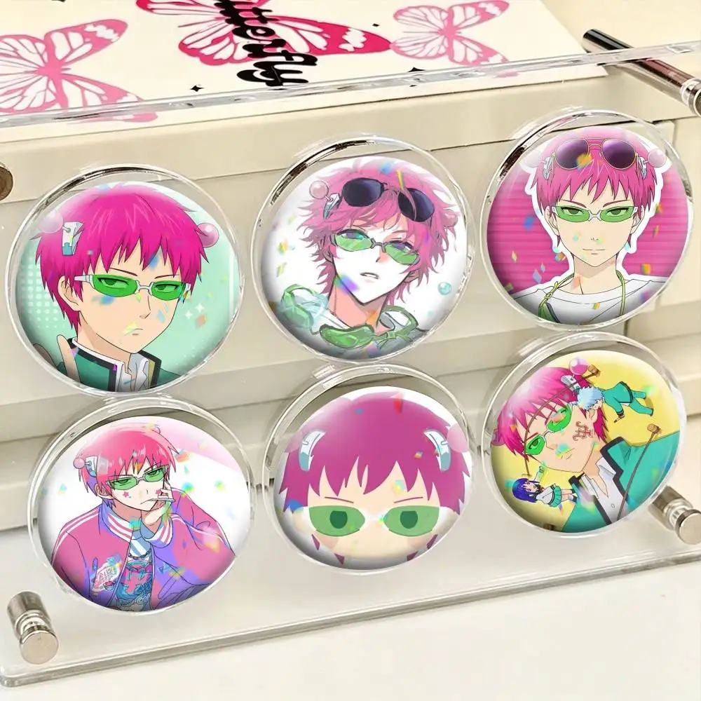S-Saiki  25 32 44 58 75mm Badges Personalized Round Brooches Pins Accessory Gift