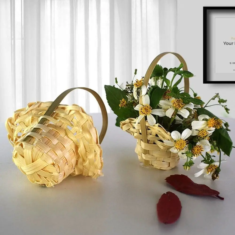 Yellow Braid Flower Baskets Party Supplies Wedding Ornaments Flower Arrangement Basket Home Office Decor Packaging