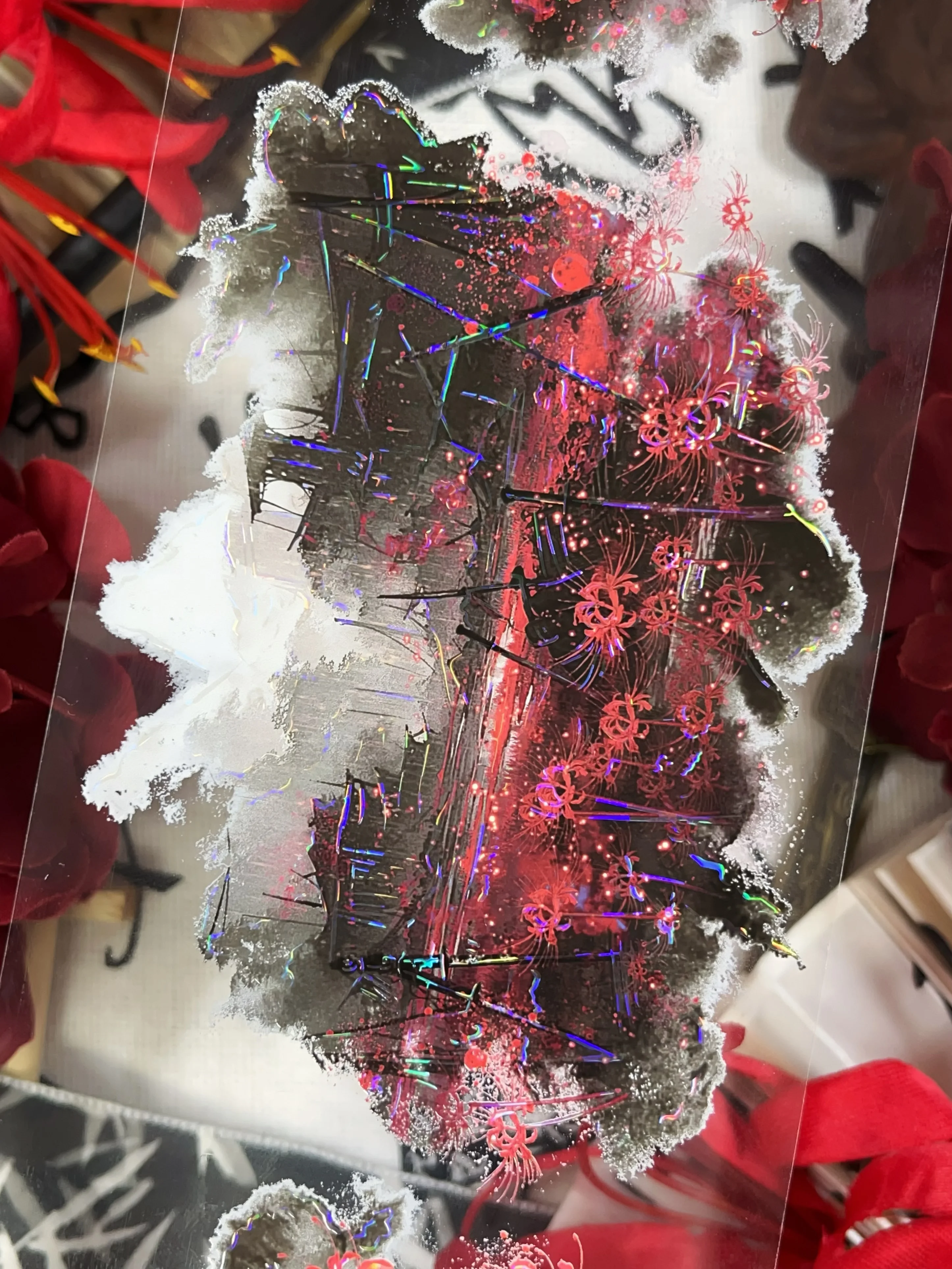 مذهلة الأحمر العنكبوت زنبق في العالم القيثارة لامعة قذيفة PET الشريط الحرفية لوازم DIY بها بنفسك سكرابوكينغ بطاقة صنع ديكور خطة ملصق #6