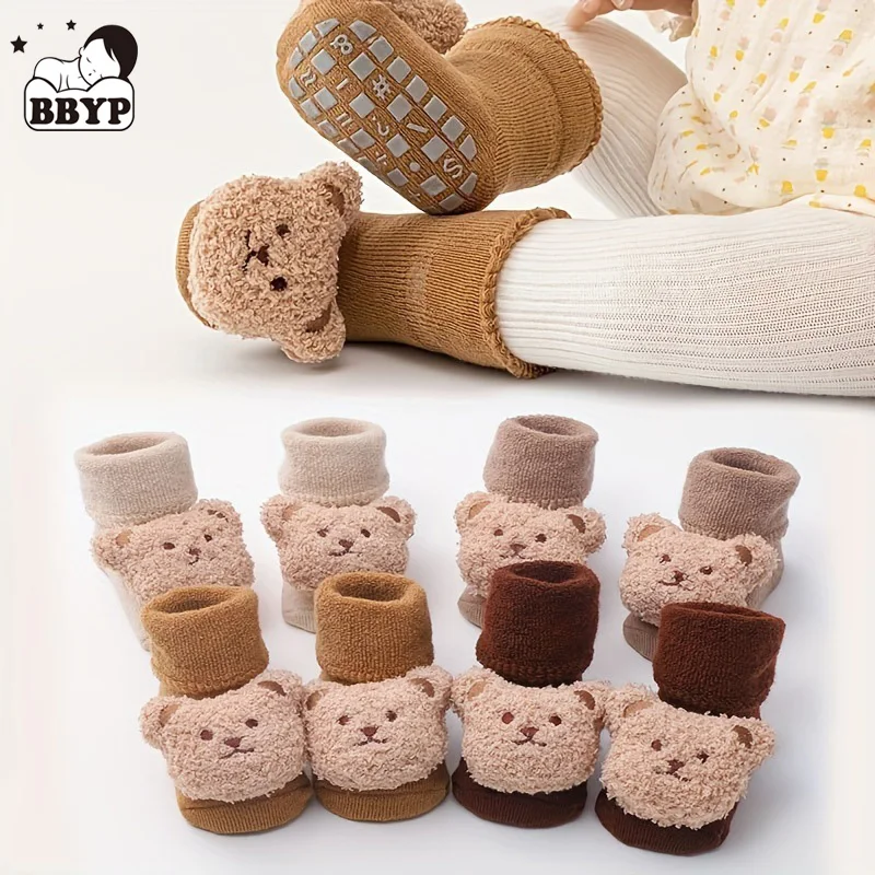 

Baby Shoes with Soft Sole Plus Velvet Nonslip Floor Socks Bowknot Pompom Toddler Thick Warm First Walkers Waterproof Ankle Boots